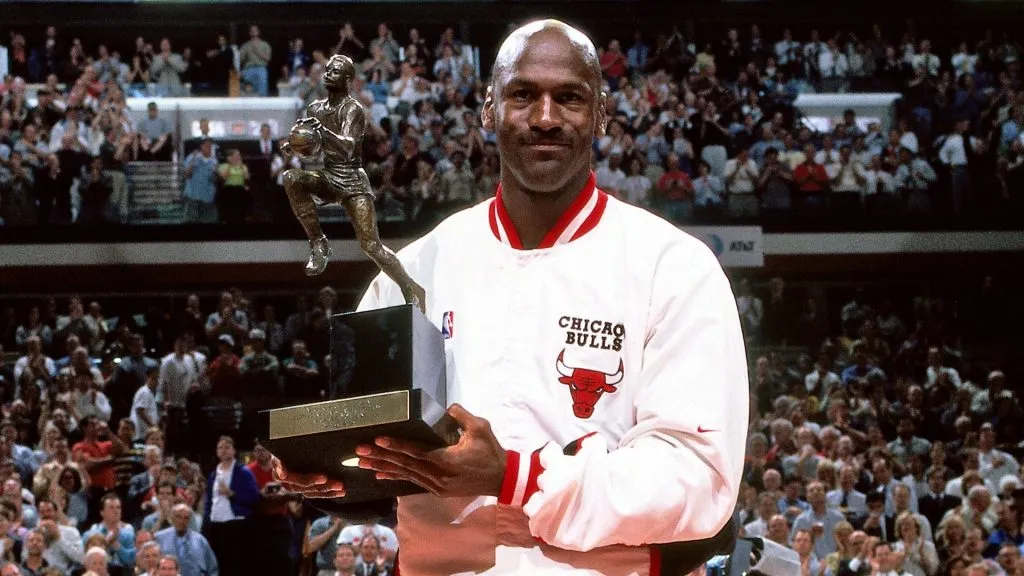 Michael Jordan with his fifth MVP