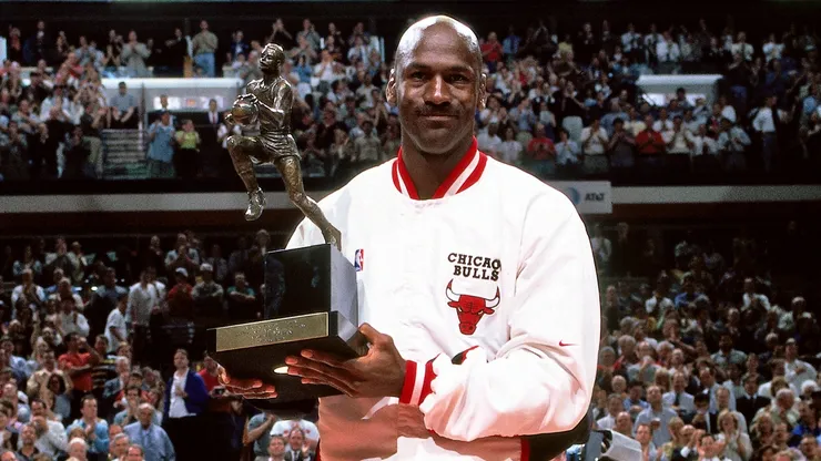 Michael Jordan with his fifth MVP award.