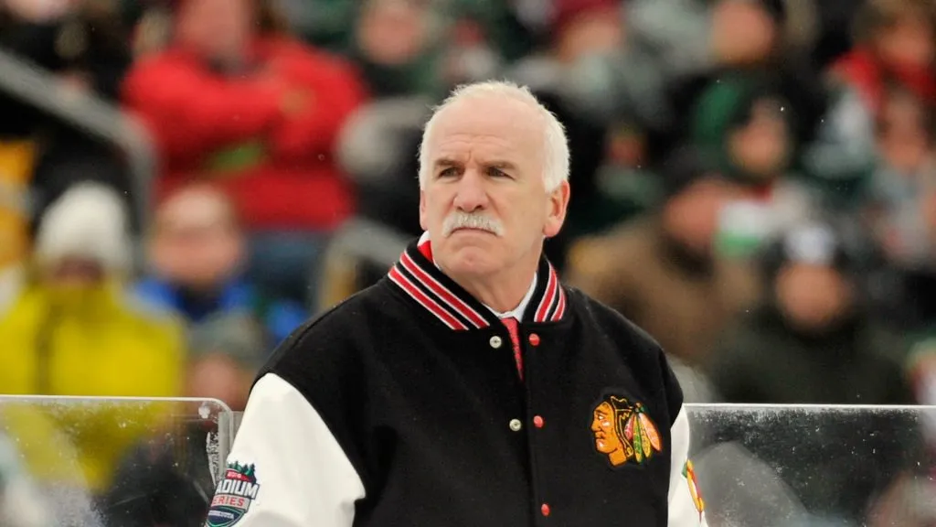 Head coach Joel Quenneville of the Chicago Blackhawks handles bench duties against the Minnesota Wild at the TCF Bank Stadium during the 2016 Coors Light Stadium Series game on February 21, 2016 in Minneapolis, Minnesota.