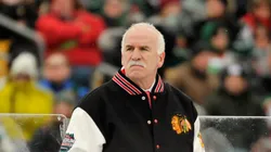 Head coach Joel Quenneville of the Chicago Blackhawks handles bench duties against the Minnesota Wild at the TCF Bank Stadium during the 2016 Coors Light Stadium Series game on February 21, 2016 in Minneapolis, Minnesota.