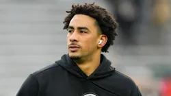 Jordan Love #10 of the Green Bay Packers looks on prior to a game against the Tampa Bay Buccaneers at Lambeau Field on December 17, 2023 in Green Bay, Wisconsin.