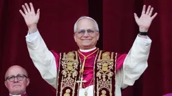 The newly elected Pontiff, Pope Leo XIV is seen for the first time from the Vatican balcony on May 8, 2025 in Vatican City, Vatican.