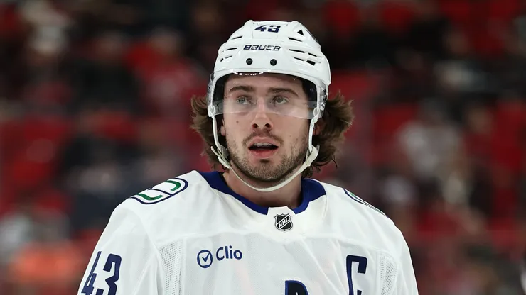 Quinn Hughes #43 of the Vancouver Canucks