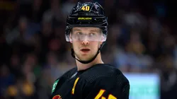 Elias Pettersson #40 of the Vancouver Canucks at Rogers Arena in Vancouver, British Columbia, Canada.