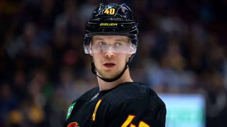 Elias Pettersson #40 of the Vancouver Canucks at Rogers Arena in Vancouver, British Columbia, Canada.