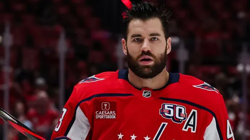 Tom Wilson #43 of the Washington Capitals skates in the 2025 Stanley Cup Playoffs.