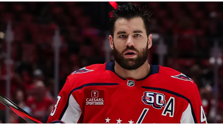 Tom Wilson #43 of the Washington Capitals skates in the 2025 Stanley Cup Playoffs.