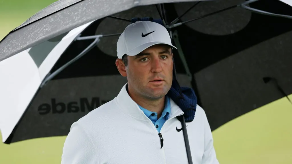 Scottie Scheffler of the United States walks off the 12th green during the second round of THE CJ CUP Byron Nelson 2025 at TPC Craig Ranch on May 02, 2025. (Source: Sam Hodde/Getty Images)