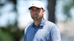 Scottie Scheffler of the United States lines up a putt on the first green during the final round of THE CJ CUP Byron Nelson 2025 at TPC Craig Ranch on May 04, 2025.