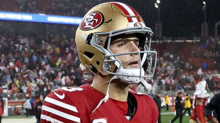 Brock Purdy #13 of the San Francisco 49ers walks off the field after being defeated by the Los Angeles Rams in the game at Levi's Stadium on December 12, 2024 in Santa Clara, California.