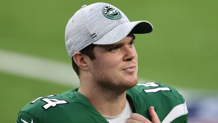 Sam Darnold #14 of the New York Jets looks on during a game against the Los Angeles Rams at SoFi Stadium on December 20, 2020 in Inglewood, California.
