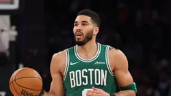 Jayson Tatum #0 of the Boston Celtics in action against the New York Knicks during game Three of the Eastern Conference Second Round NBA Playoffs