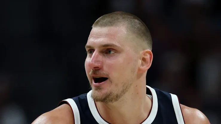 Nikola Jokic #15 of the Denver Nuggets reacts against the Oklahoma City Thunder during the fourth quarter in Game Four of the Western Conference