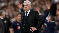 Carlo Ancelotti, Head Coach of Real Madrid, looks dejected during the LaLiga match between Real Madrid CF and Valencia CF at Estadio Santiago Bernabeu on April 05, 2025 in Madrid, Spain.
