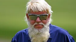 John Daly of the United States looks on from the eighth hole during the first round of the DICK'S Sporting Goods Open at En-Joie Golf Club on June 21, 2024.
