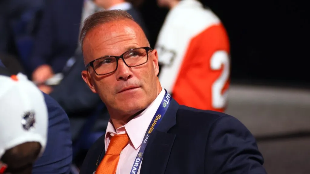 Head coach Greg Cronin of the Anaheim Ducks looks on during round one of the 2023 Upper Deck NHL Draft at Bridgestone Arena on June 28, 2023 in Nashville, Tennessee.
