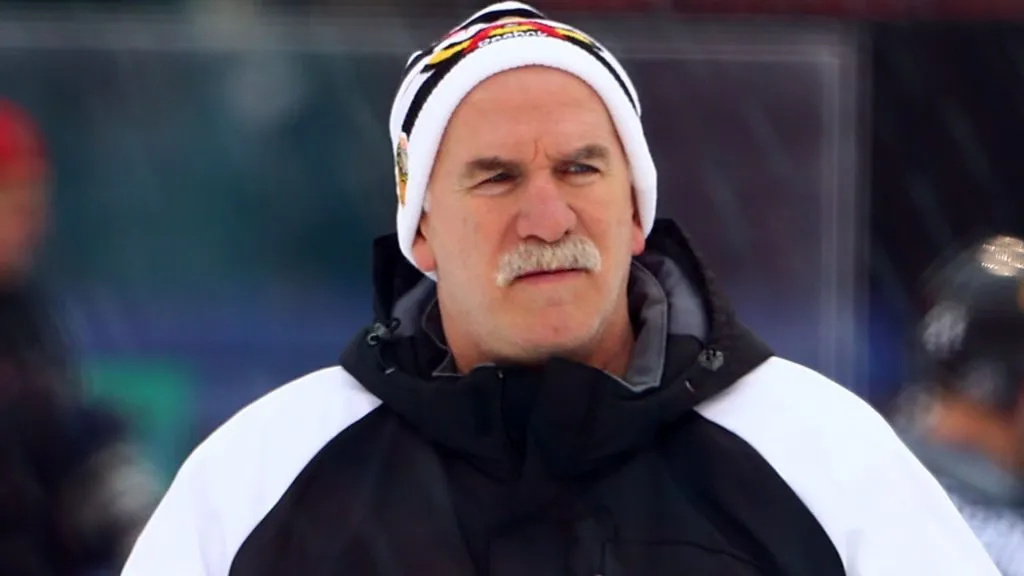 Head coach Joel Quenneville looks on during the 2017 Bridgestone NHL Winter Classic Practice Day at Busch Stadium on January 1, 2017. (Source: Dilip Vishwanat/Getty Images)