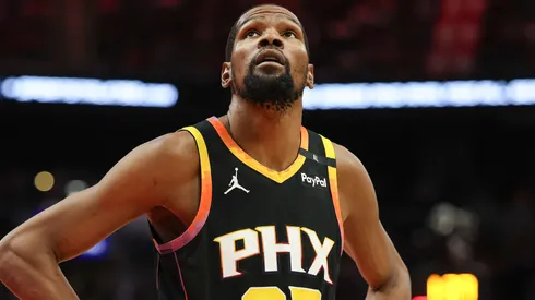 Kevin Durant #35 of the Phoenix Suns looks on while playing the Houston DynaHouston Rockets during the first half at Toyota Center on March 12, 2025 in Houston, Texas.