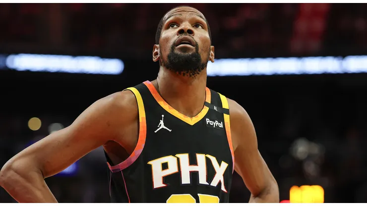 Kevin Durant #35 of the Phoenix Suns looks on while playing the Houston DynaHouston Rockets during the first half at Toyota Center on March 12, 2025 in Houston, Texas.