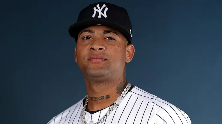 Luis Gil #81 of the New York Yankees poses for a portrait during the New York Yankees Photo Day at George M. Steinbrenner Field on February 18, 2025 in Tampa, Florida.