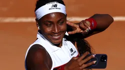 Coco Gauff of United States celebrates winning against Emma Raducanu of Great Britain in the Women's Singles Round of 16 match during Day Eight of the Internazionali BNL D'Italia 2025 at Foro Italico May 12, 2025 in Rome, Italy.
