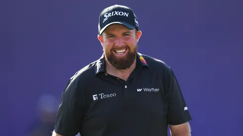 Shane Lowry of Ireland smiles on the 18th green on day two of the DP World Tour Championship 2024 at Jumeirah Golf Estates on November 15, 2024.
