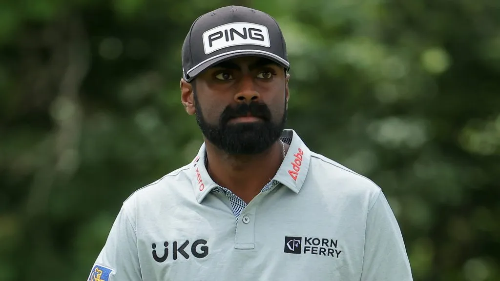 Sahith Theegala of the United States watches on the fourth green on day four of the Zurich Classic of New Orleans on April 27, 2025. (Source: Jonathan Bachman/Getty Images)
