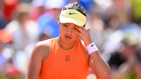 Emma Raducanu reacts after losing to Coco Gauff in Rome