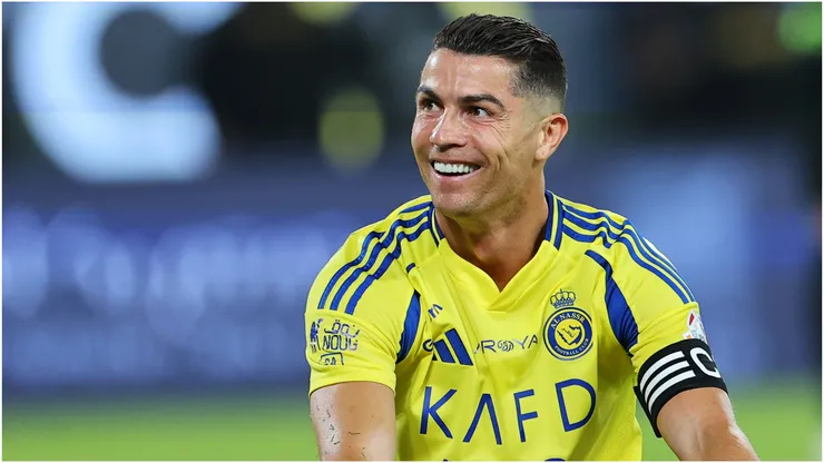 Cristiano Ronaldo of Al Nassr smiles during a game.
