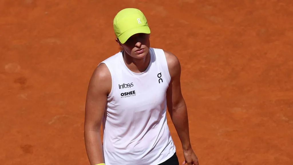 Iga Swiatek reacts at the Italian Open (Getty Images)