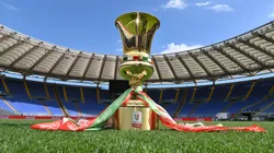 The trophy at the Olympic stadium prior the Coppa Italia Final match between Juventus and SSC Napoli at Olimpico Stadium on June 16, 2020.