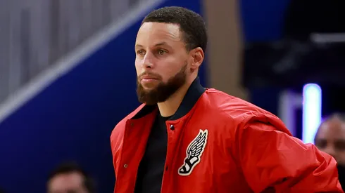 Stephen Curry #30 of the Golden State Warriors looks on from the bench against the Minnesota Timberwolves during the fourth quarter in Game Four of the Western Conference Second Round NBA Playoffs at Chase Center on May 12, 2025 in San Francisco, California.