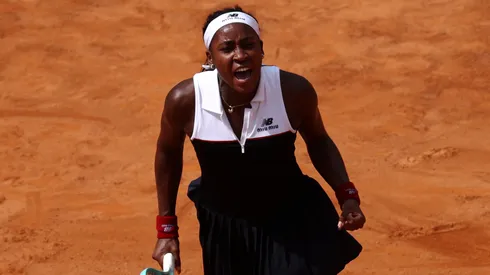Coco Gauff of United States celebrates winning match point against Mirra Andreeva in the Women's Singles Quarter Final match during Day Ten of the Internazionali BNL D'Italia 2025 at Foro Italico May 14, 2025 in Rome, Italy.