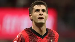Christian Pulisic of AC Milan celebrates scoring his team's second goalduring the Serie A TIM match between AC Milan and Cagliari Calcio at Stadio Giuseppe Meazza on May 11, 2024.