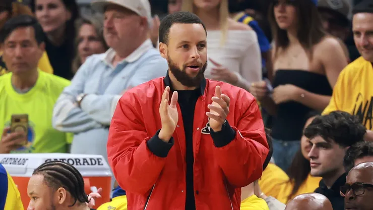 Stephen Curry #30 of the Golden State Warriors reacts from the bench during the first quarter against the Minnesota Timberwolves in Game Four of the Western Conference Second Round NBA Playoffs at Chase Center on May 12, 2025 in San Francisco, California.