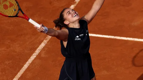 Jasmine Paolini of Italy celebrates winning match point against Peyton Stearns of the United States during the Women's Singles Semi Final match on Day Eleven of the Internazionali BNL D'Italia 2025 at Foro Italico on May 15, 2025 in Rome, Italy.