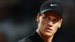 Jannik Sinner of Italy celebrates a point against Francisco Cerundolo of Argentina during the Rome Open.
