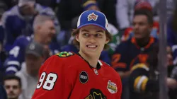 Connor Bedard #98 of the Chicago Blackhawks in the 2024 NHL All-Star in Toronto, Ontario.