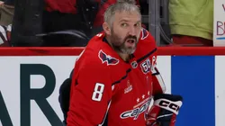 Alex Ovechkin #8 of the Washington Capitals warms up prior to Game Five of the Second Round of the 2025 Stanley Cup Playoffs.