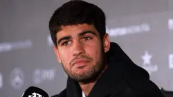 Carlos Alcaraz during a press conference.