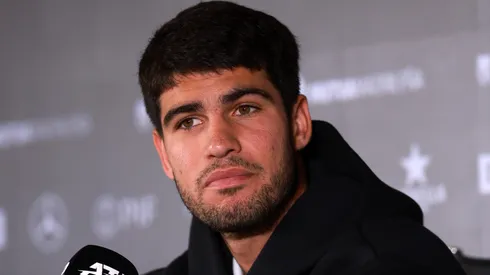 Carlos Alcaraz during a press conference.
