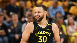 Stephen Curry #30 of the Golden State Warriors laughs against the Houston Rockets during the NBA Playoffs.