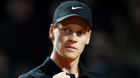 Jannik Sinner celebrates a point against Tommy Paul.