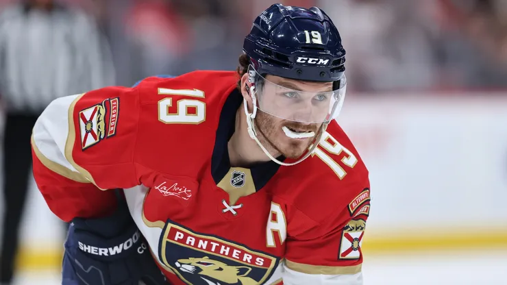Matthew Tkachuk #19 of the Florida Panthers looks on against the Toronto Maple Leafs during the third period in Game Six of the Second Round of the 2025 Stanley Cup Playoffs.