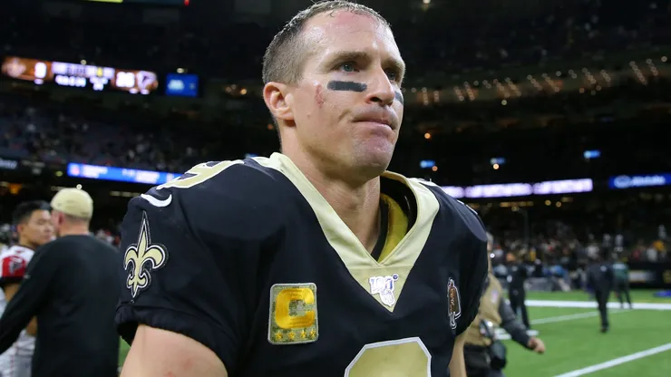 Drew Brees #9 of the New Orleans Saints reacts after a game against the Atlanta Falcons at the Mercedes Benz Superdome on November 10, 2019 in New Orleans, Louisiana. The Falcons won 26-9.
