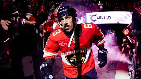 Brad Marchand #63 of the Florida Panthers walks to the ice before playing the Toronto Maple Leafs in Game Six of the Second Round of the 2025 Stanley Cup Playoffs at Amerant Bank Arena on May 16, 2025 in Sunrise, Florida