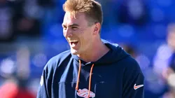 Bo Nix #10 of the Denver Broncos looks on prior to a game against the Baltimore Ravens at M&T Bank Stadium on November 03, 2024 in Baltimore, Maryland.