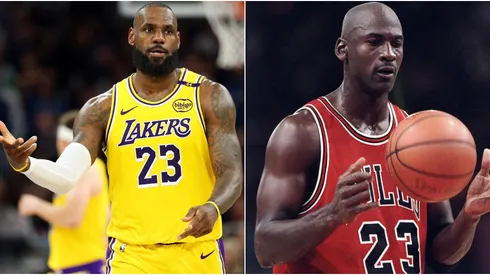 LeBron James and Michael Jordan playing in the NBA