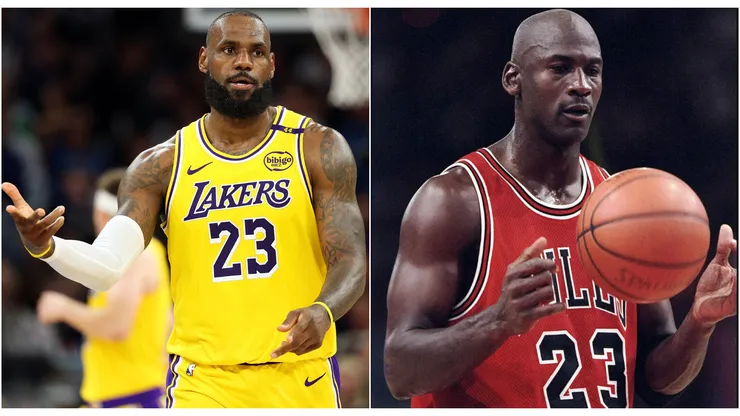LeBron James and Michael Jordan playing in the NBA