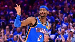 Shai Gilgeous-Alexander celebrating.